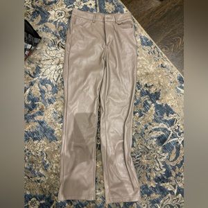 Leather taupe pants, worn one time, purchased from Hudson Bay, brand Dex,